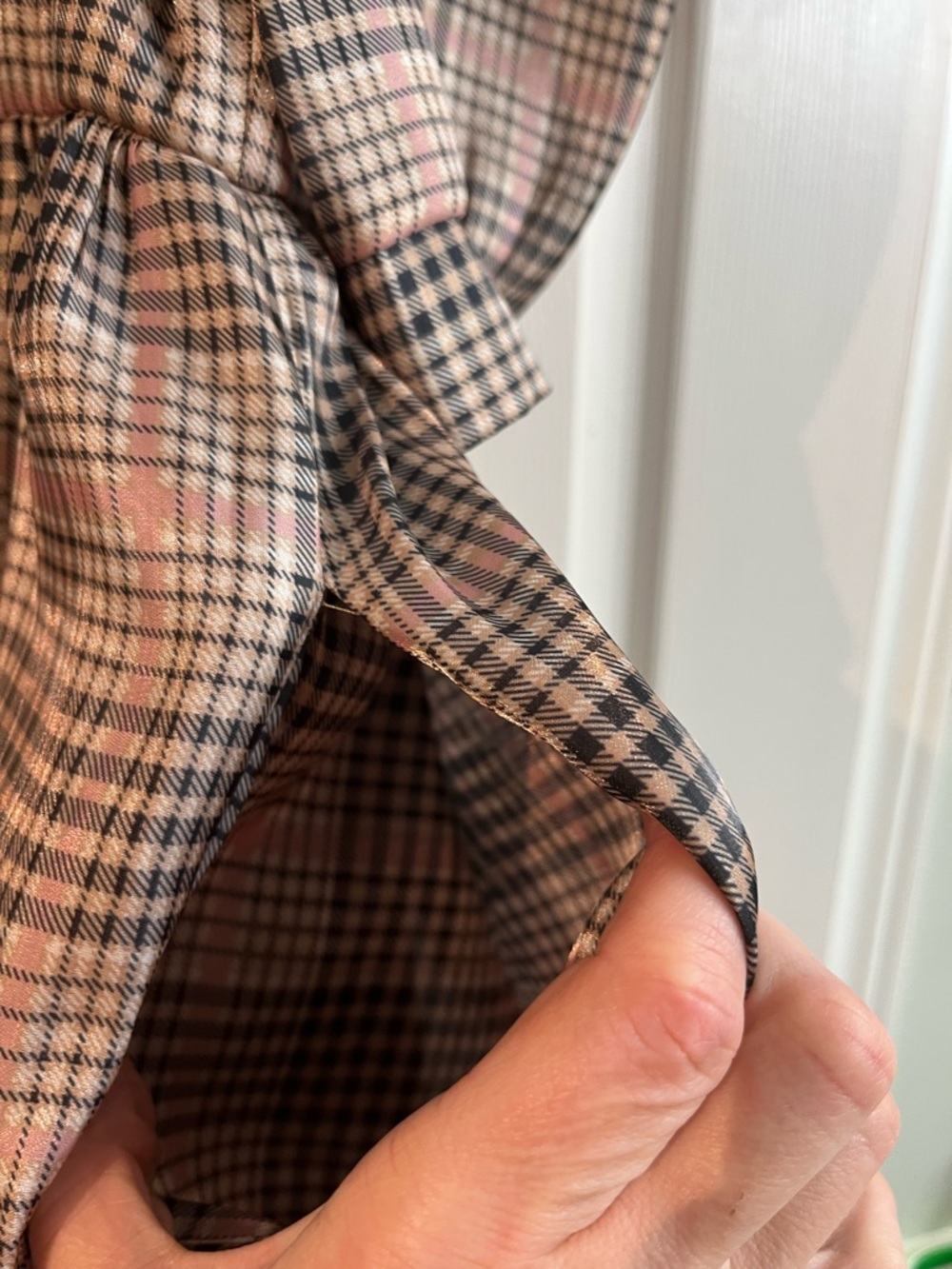EN SAISON Poppy Plaid Organza Mini Dress | Medium | Puff Sleeves size L - Picture 8 of 10